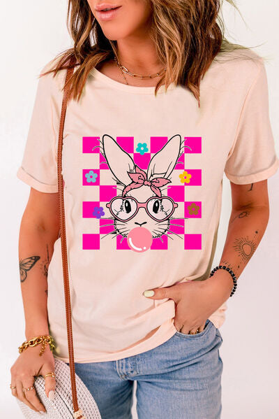 Rabbit Round Neck Short Sleeve T-Shirt - T - 1 COLOR -