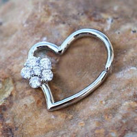 Thumbnail for 316L Stainless Steel Heart Cartilage Earring With Flower -