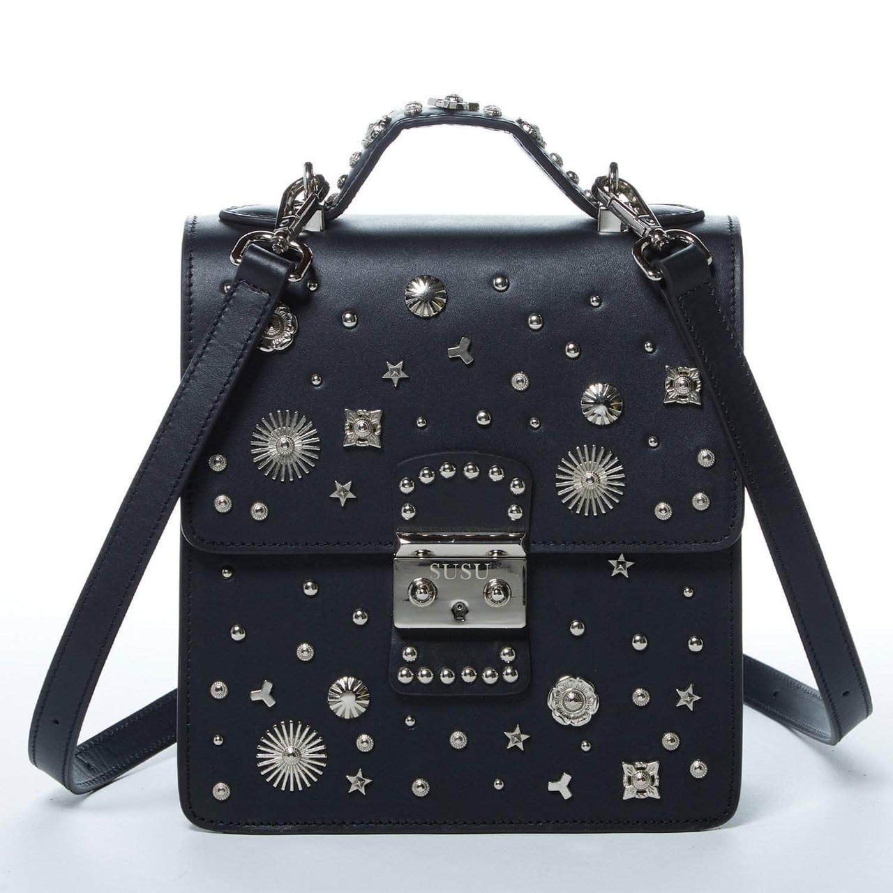 The Hollywood Backpack Purse Leather Black -