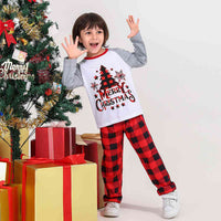 Thumbnail for KIDS MERRY CHRISTMAS Graphic Top and Plaid Pants Set - T -