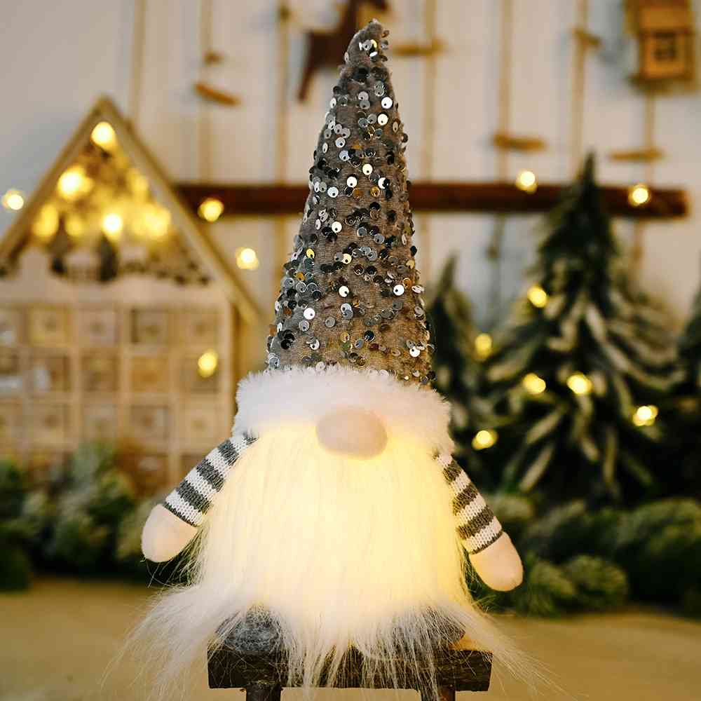 Sequin Light-Up Christmas Gnomes - 11.8" - [5-10 DAY DELIVERY] - T - 3 COLORS / 1 SIZE -