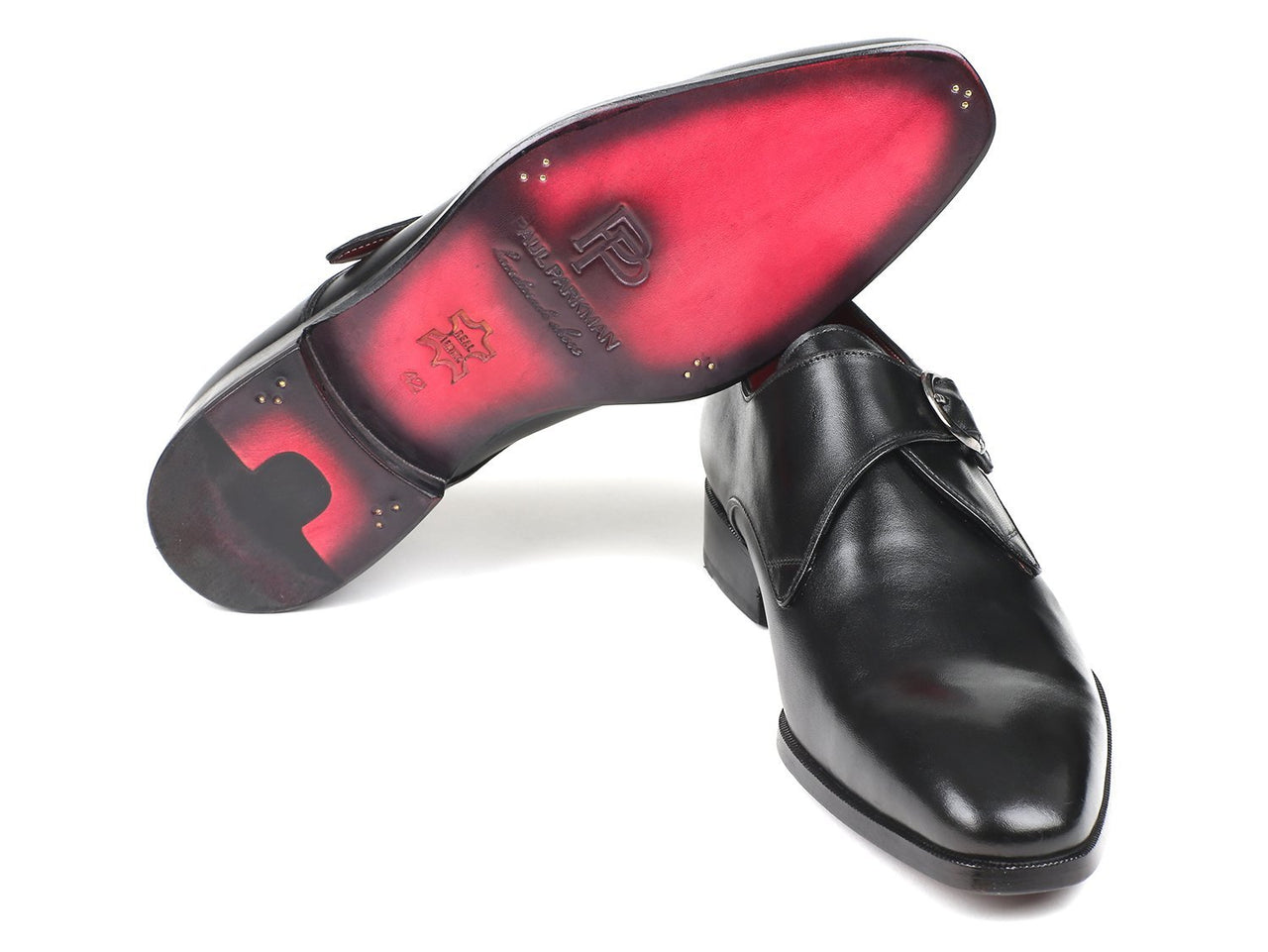 Paul Parkman - Black Leather Single Monkstraps -