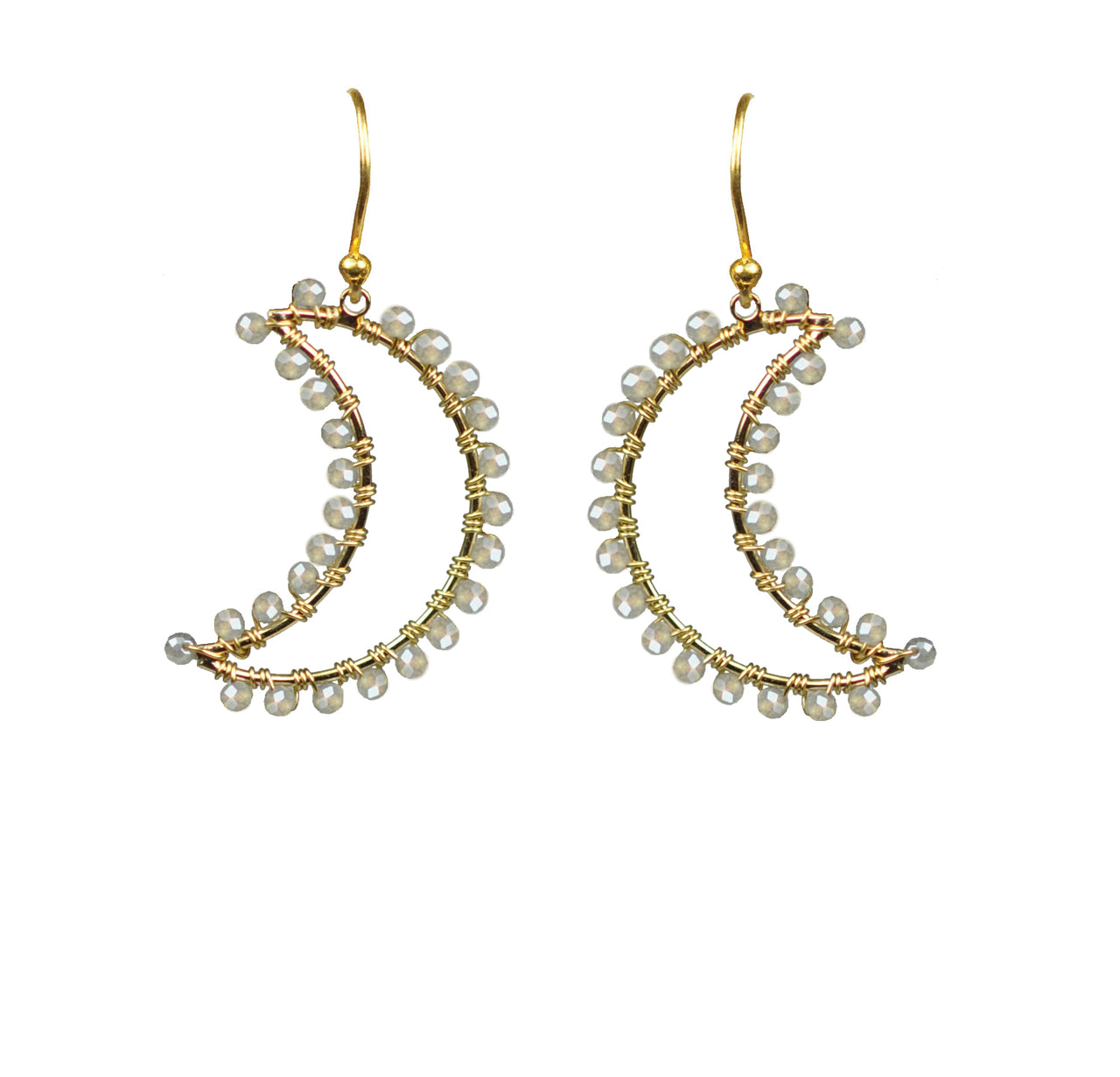 Gena Myint - Labradorite Crescent Moon Earrings -