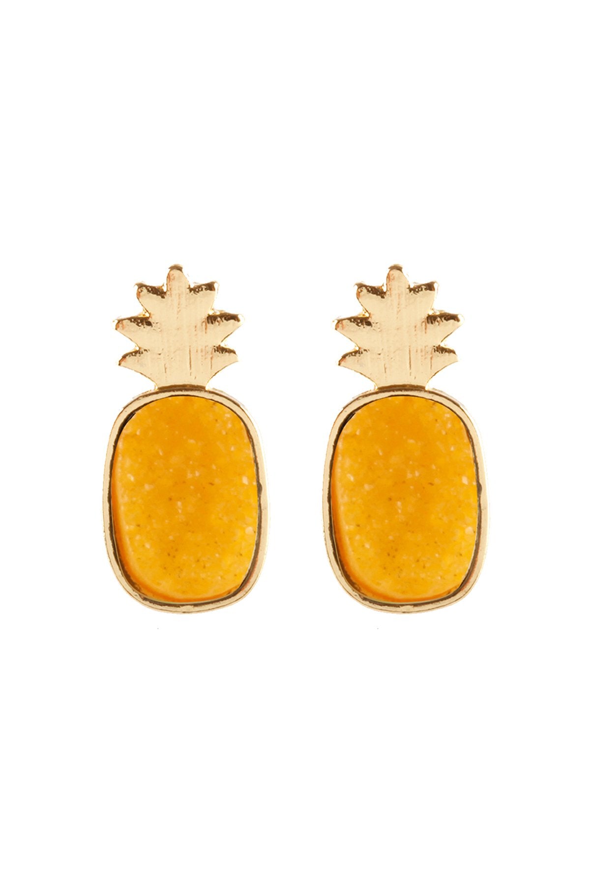 Metal Druzy Pineapple Post Earrings - 5 COLORS -