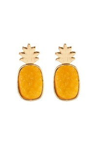 Thumbnail for Metal Druzy Pineapple Post Earrings - 5 COLORS -