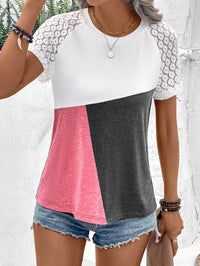 Thumbnail for Color Block Raglan Sleeve Round Neck Tee - T - 4 COLORS -