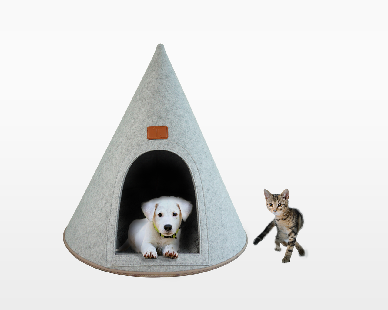 My Secret Cone Cave Easy Assembly Premium Felt Modern Cat Dog Small Animal Pet House Bed Condo - 2 COLORS -