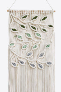 Thumbnail for Contrast Leaf Fringe Macrame Wall Hanging - 31.5