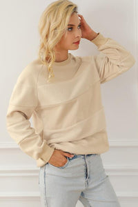 Thumbnail for Striped Round Neck Long Sleeve Sweatshirt - K - 1 COLOR -