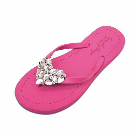 SAND BY SAYA N.Y. - Crystal Heart - Rhinestone Flat Flip Flops Sandal - 4 COLORS -