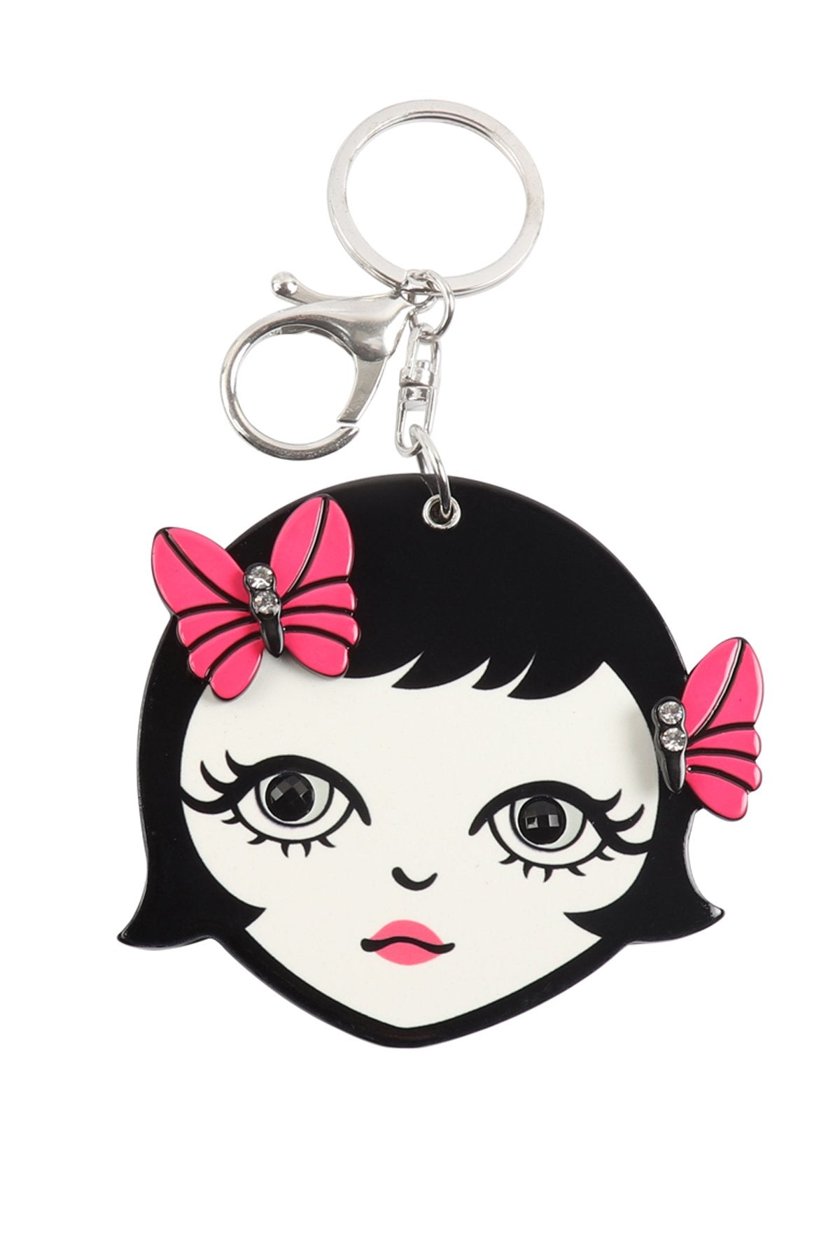 Riah Fashion - Pink Lip Girl With Mirror Keychain -