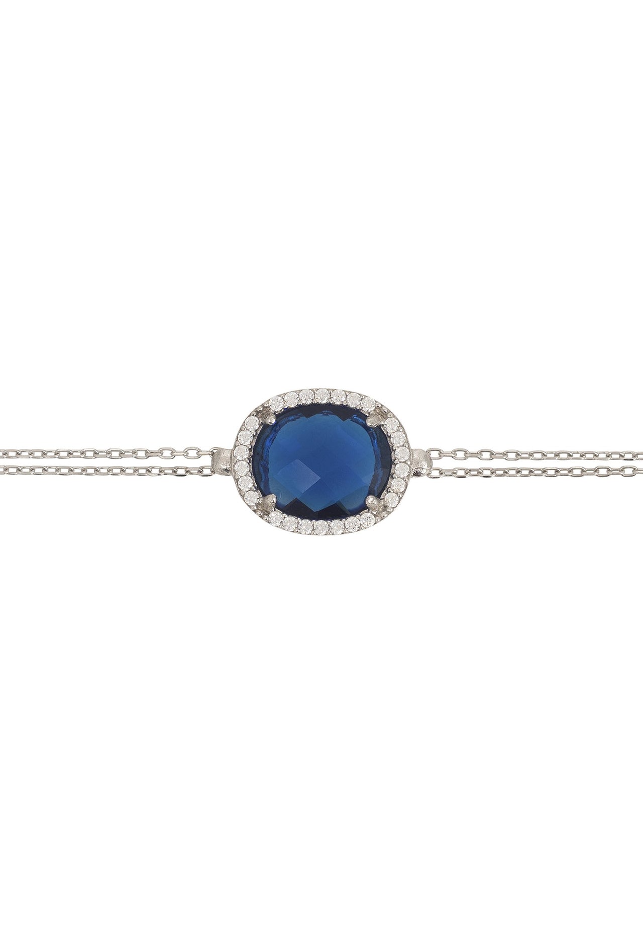 LATELITA - Beatrice Oval Gemstone Bracelet Silver Sapphire Hydro -