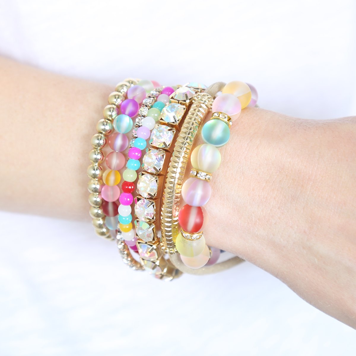 Mermaid Glass Stretch Bracelet - 7 COLORS -