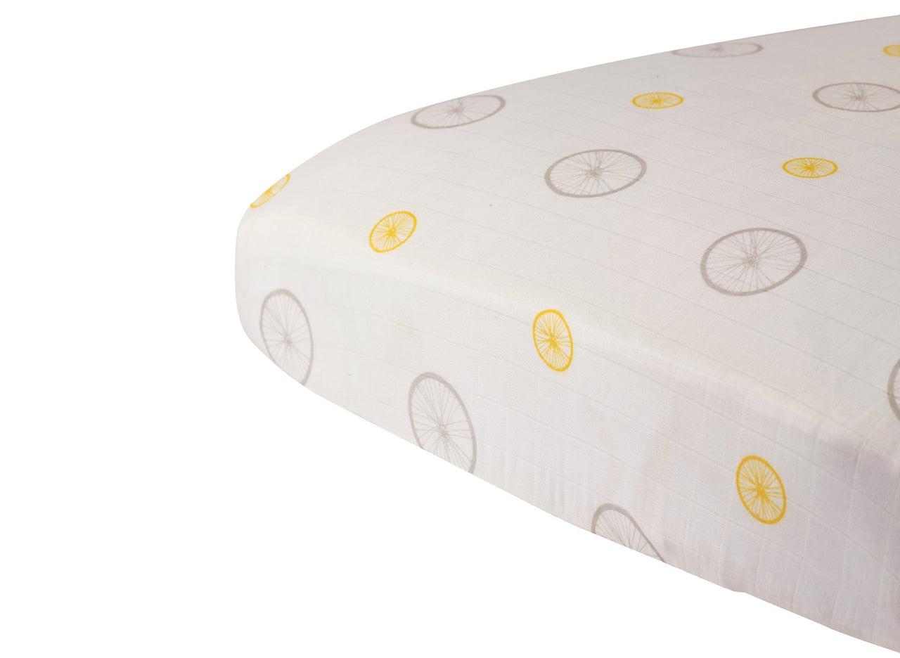 Newcastle - Vintage Wheel Bamboo Muslin Crib Sheet -