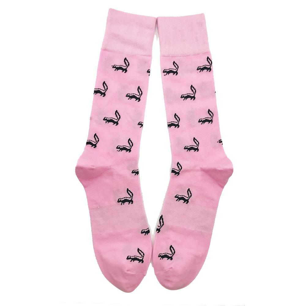 Summer Ties - Skunk Socks - Black on Pink - Men's Mid Calf - 1 COLOR -