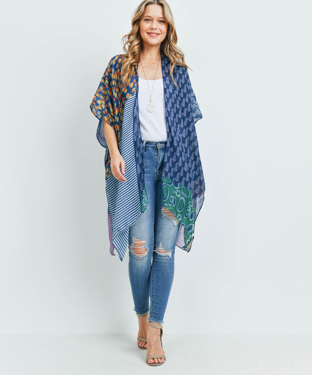 Mixed Pattern Kimono - 3 COLORS -