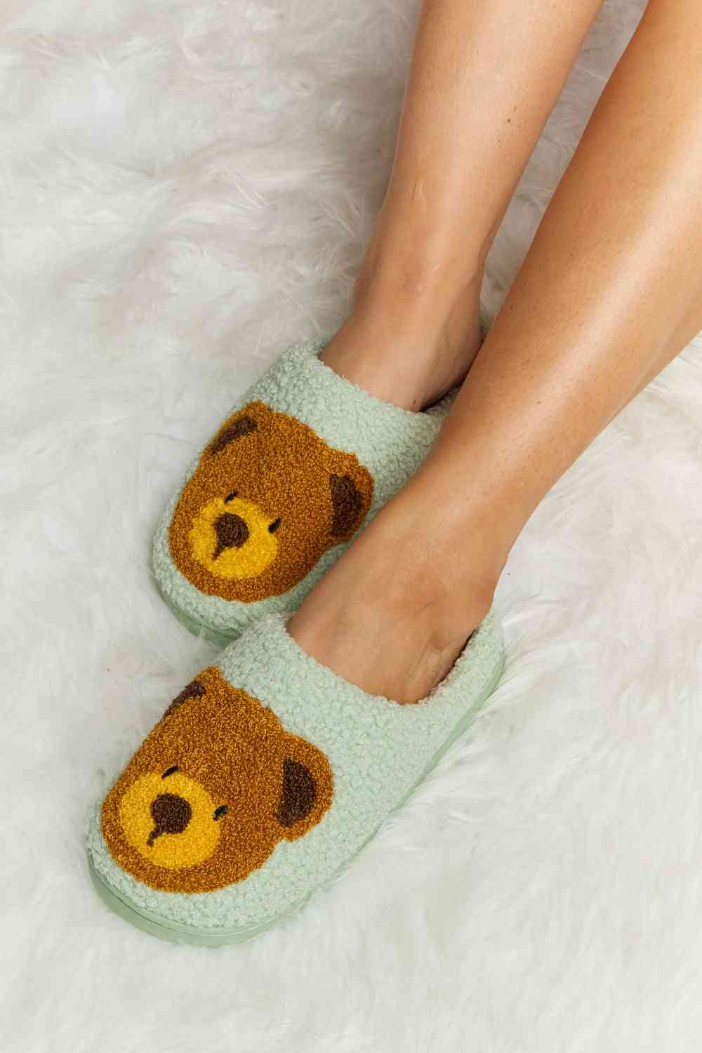 Melody Teddy Bear Print Plush Slide Slippers - T - 6 COLORS -