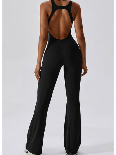 Cutout Wide Strap Bootcut Active Jumpsuit - T - 5 COLORS -