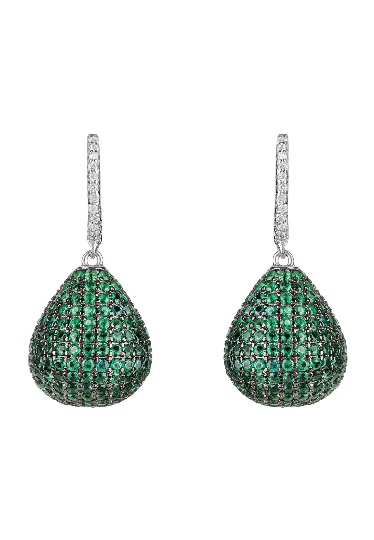 LATELITA - Valerie Pear Drop Gemstone Earrings Silver Emerald -