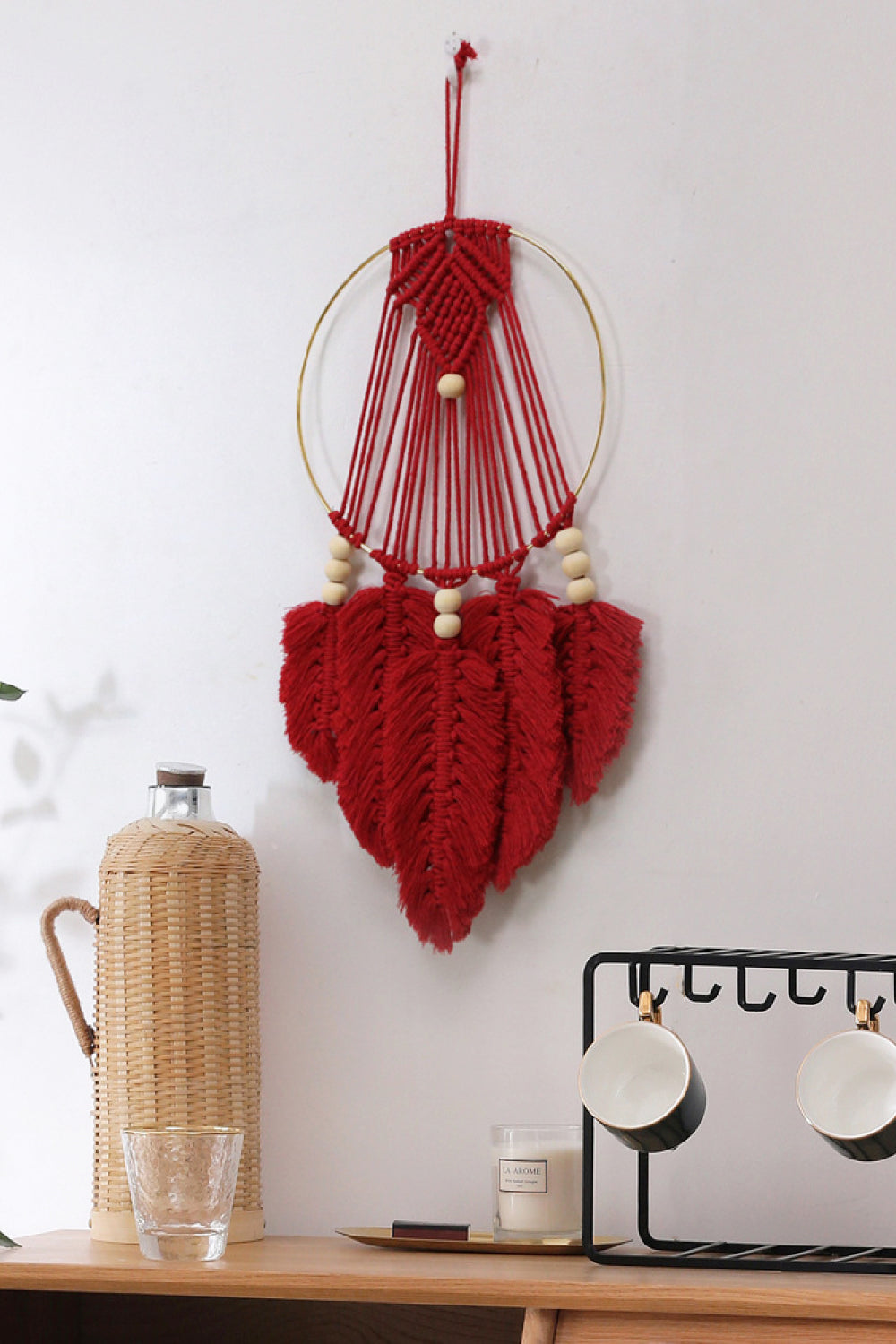 Feather Macrame Wall Hanging Decor - 21.6" X 9.8" - T - 2 COLORS -