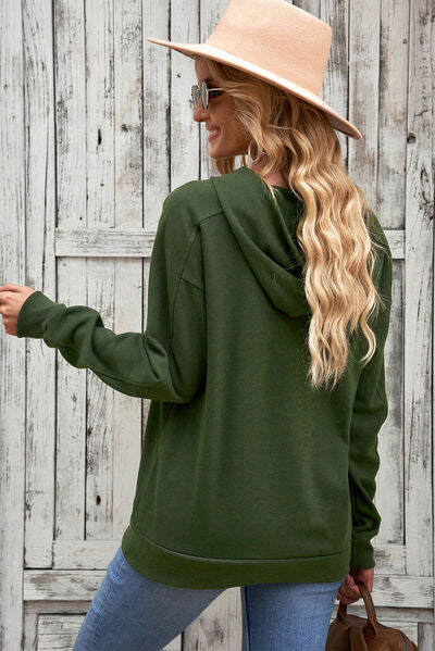 Lace-Up Dropped Shoulder Hoodie - T - 8 COLORS -