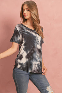 Thumbnail for Riah Fashion - Tie Dye  V-Neck Round Hem Top - 5 COLORS -