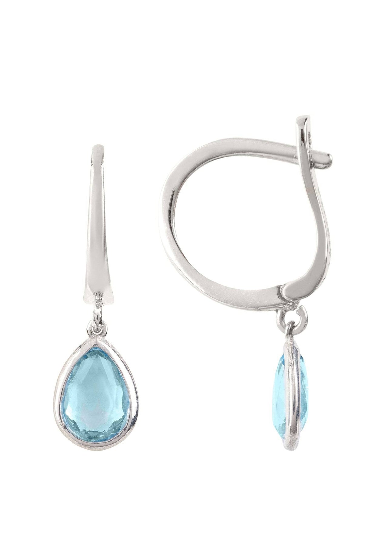 LATELITA - Pisa Mini Teardrop Earrings Silver Blue Topaz -