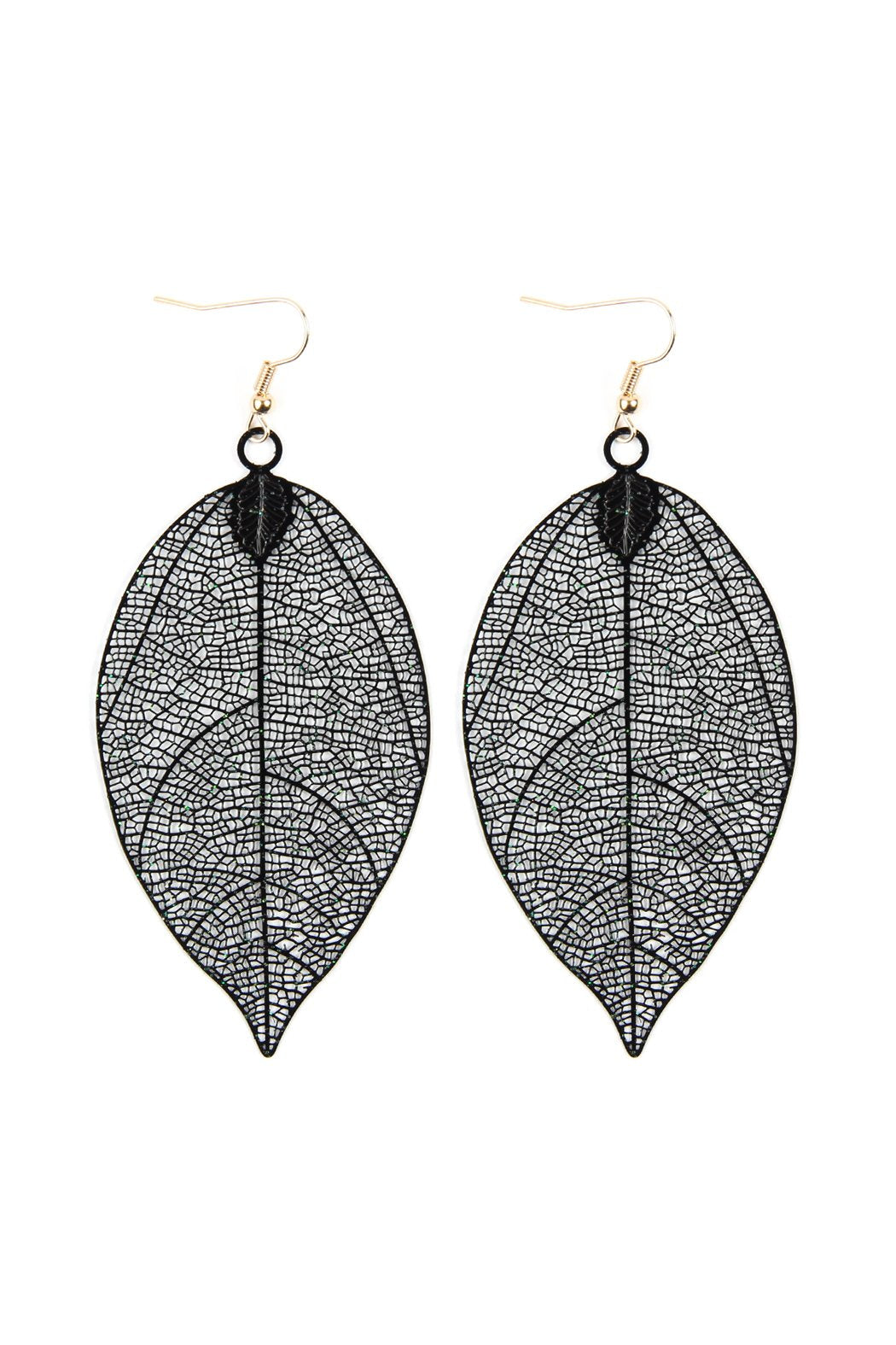 Filigree Leaf Earrings - 5 COLORS -