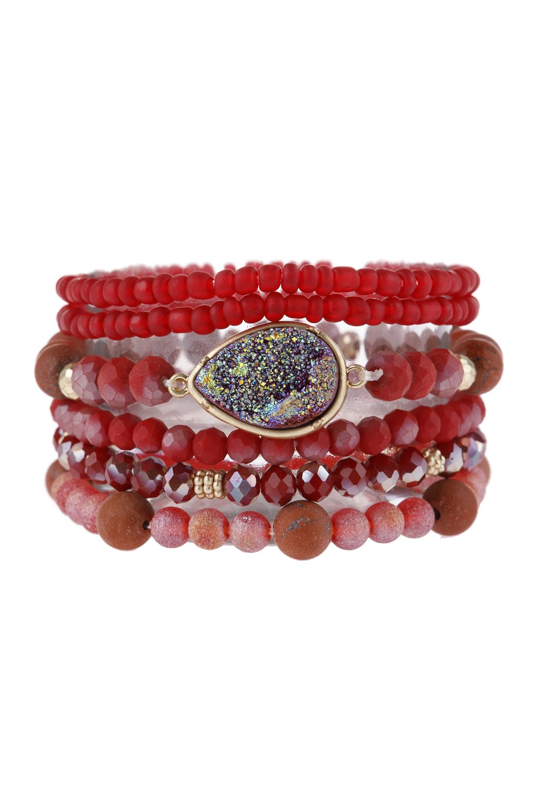 Teardrop Druzy Mixed Beads Bracelet - 8 COLORS -