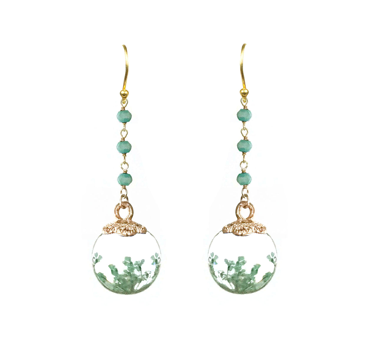 Gena Myint - Petrified Flower Keepsake Amazonite Earrings -