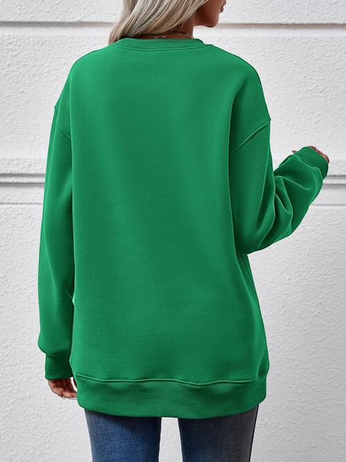 Graphic Round Neck Dropped Shoulder Sweatshirt - T - 9 COLORS -