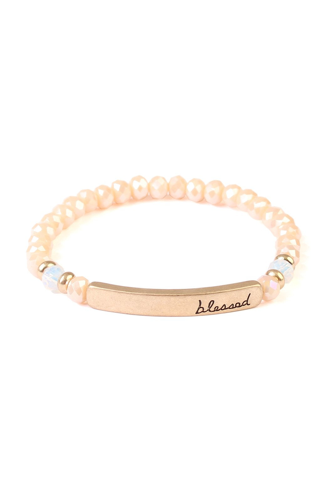 Riah Fashion - "BLESSED" 6mm GLASS STRETCH BRACELETS - 8 COLORS -