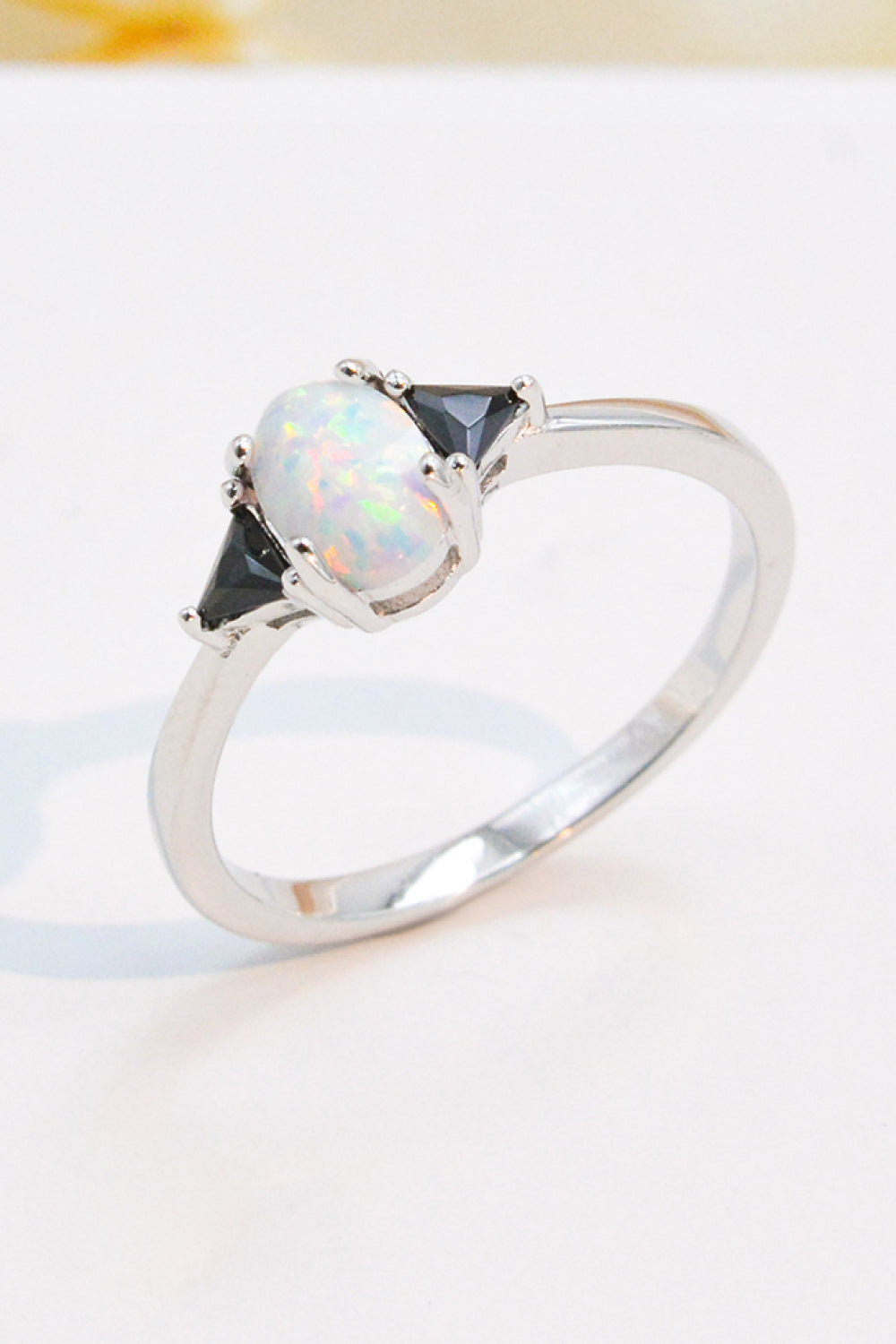 Contrast 925 Sterling Silver Opal Ring - T - SIZES 6 THRU 9 - 4 COLORS -