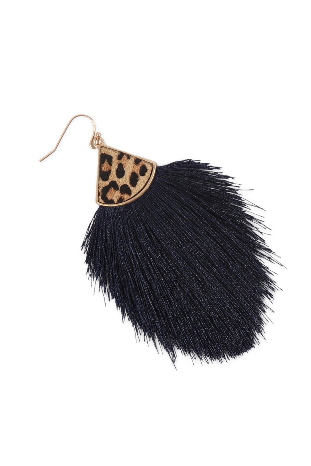 Leopard Real Leather Tassel Hook Earrings - 9 COLORS -