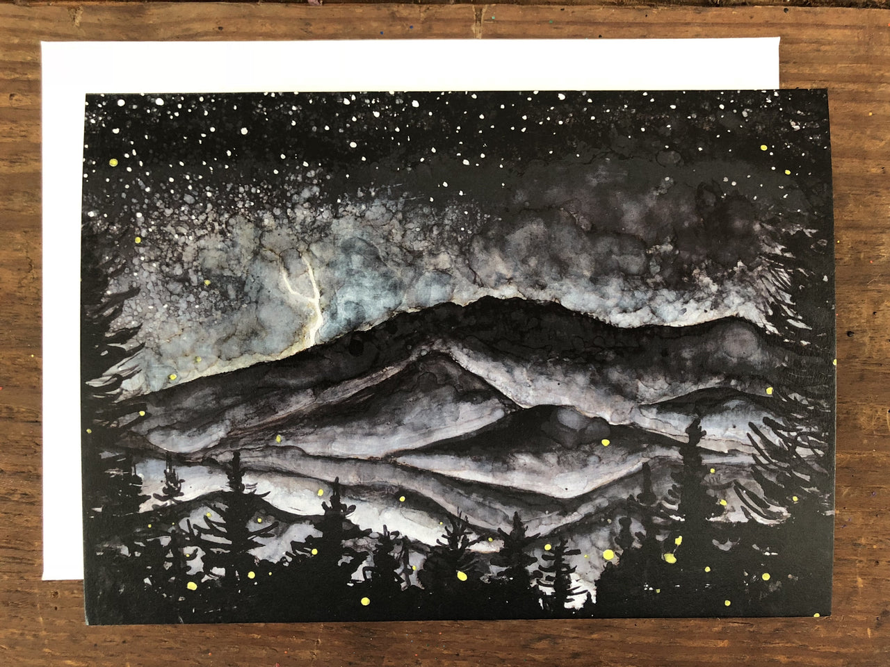 Smoky Mountains Storm at Night : Blank Greeting Cards - 5"X7" - 1 OR SET(6) -