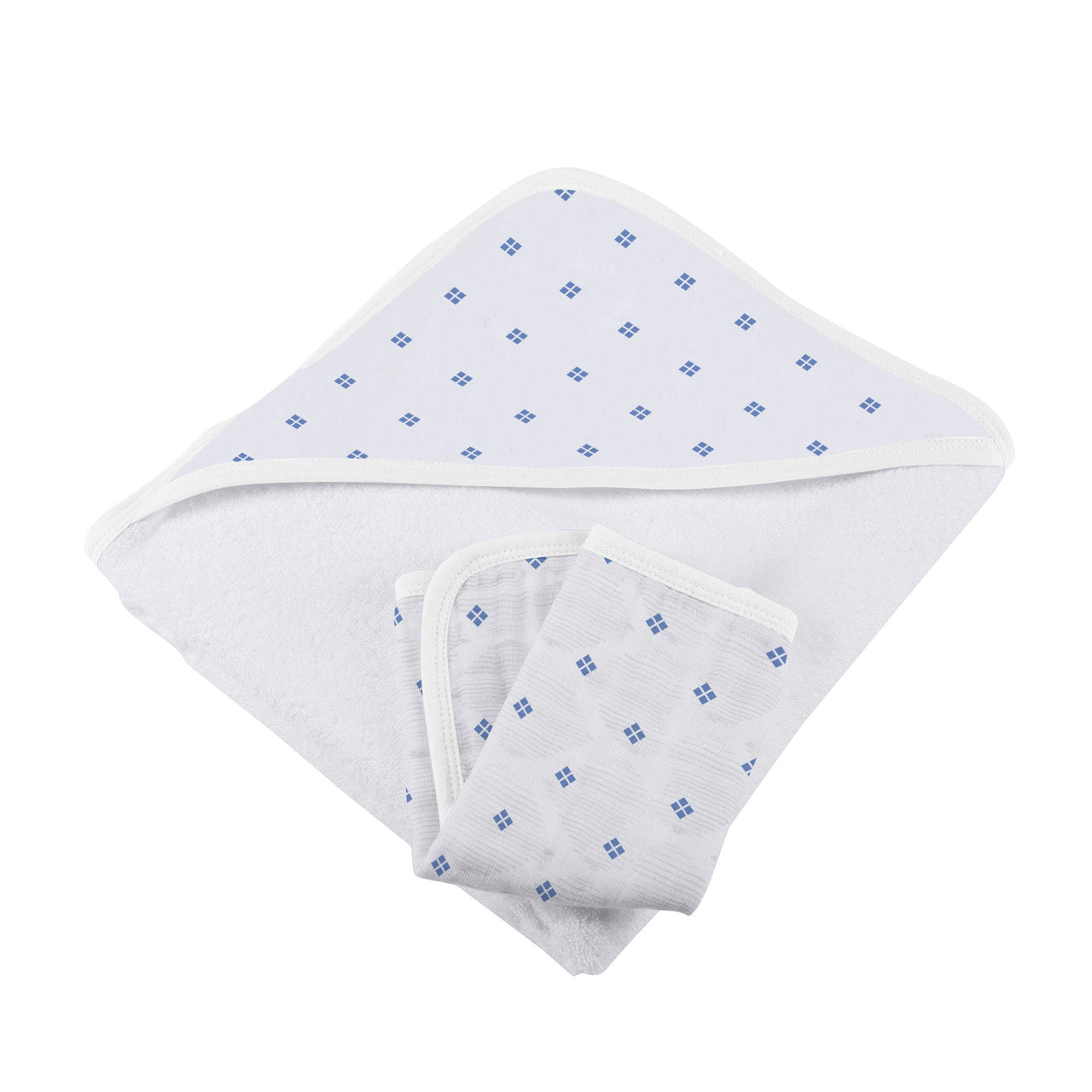 Newcastle - Periwinkle Diamond Polka Dot Bamboo Hooded Towel and Washcloth Set - 1 COLOR -