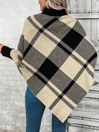 Thumbnail for Plaid Turtleneck Poncho - T - 1 COLOR -