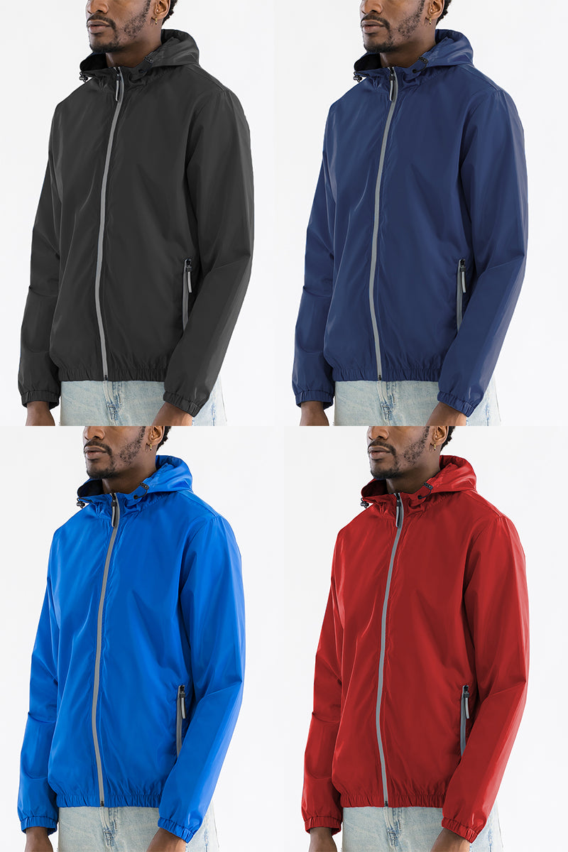 Waterproof Reflective Zipper Windbreaker - 4 COLORS -