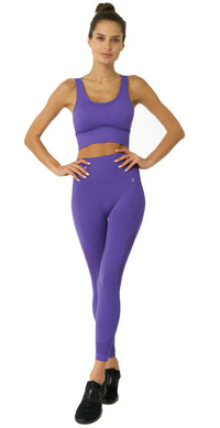 Thumbnail for Savoy - Mesh Seamless Legging With Ribbing Detail - Purple - 1 COLOR -