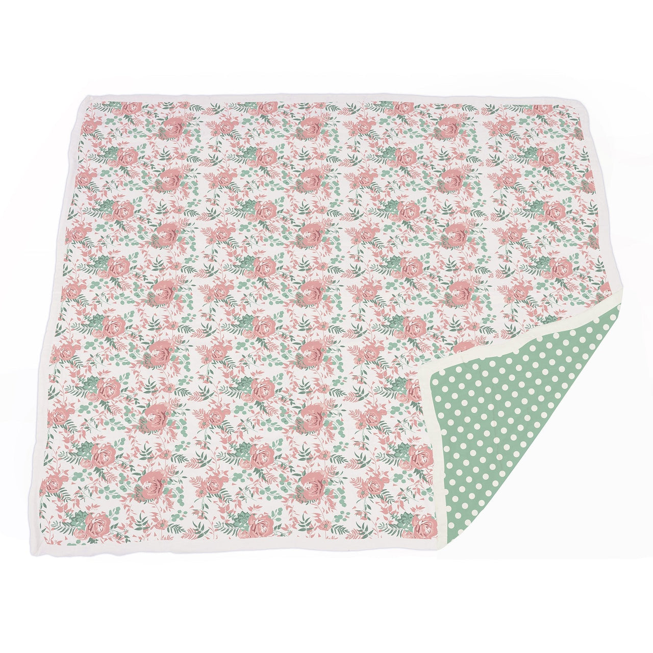 Newcastle - Desert Rose & Jade Polka Dot Cotton Muslin Blanket -