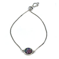 Thumbnail for Christy Jean - Brandy Small Oval Bracelet in Silver - 4 COLORS -