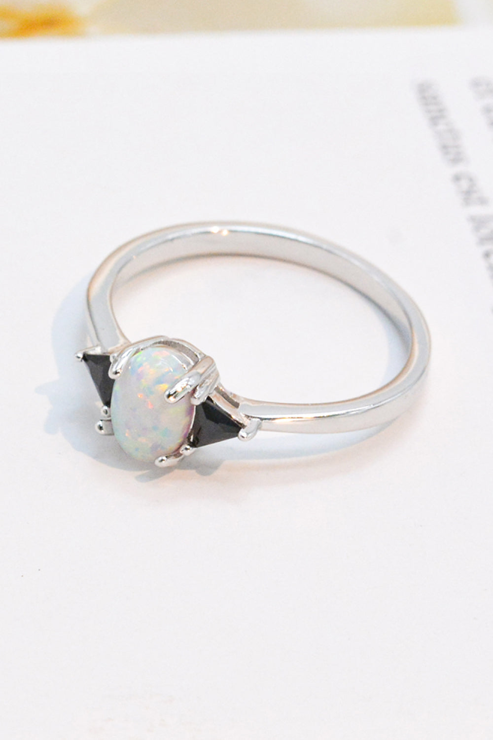 Contrast 925 Sterling Silver Opal Ring - T - SIZES 6 THRU 9 - 4 COLORS -