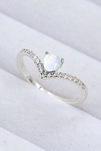 Thumbnail for Moonstone Heart-Shaped Ring - T - SIZES 6 THRU 9 - 2 FINISHES -