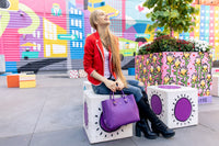 Thumbnail for GUNAS NEW YORK - Jane - Purple Vegan Leather Satchel with dust bag - 1 COLOR -