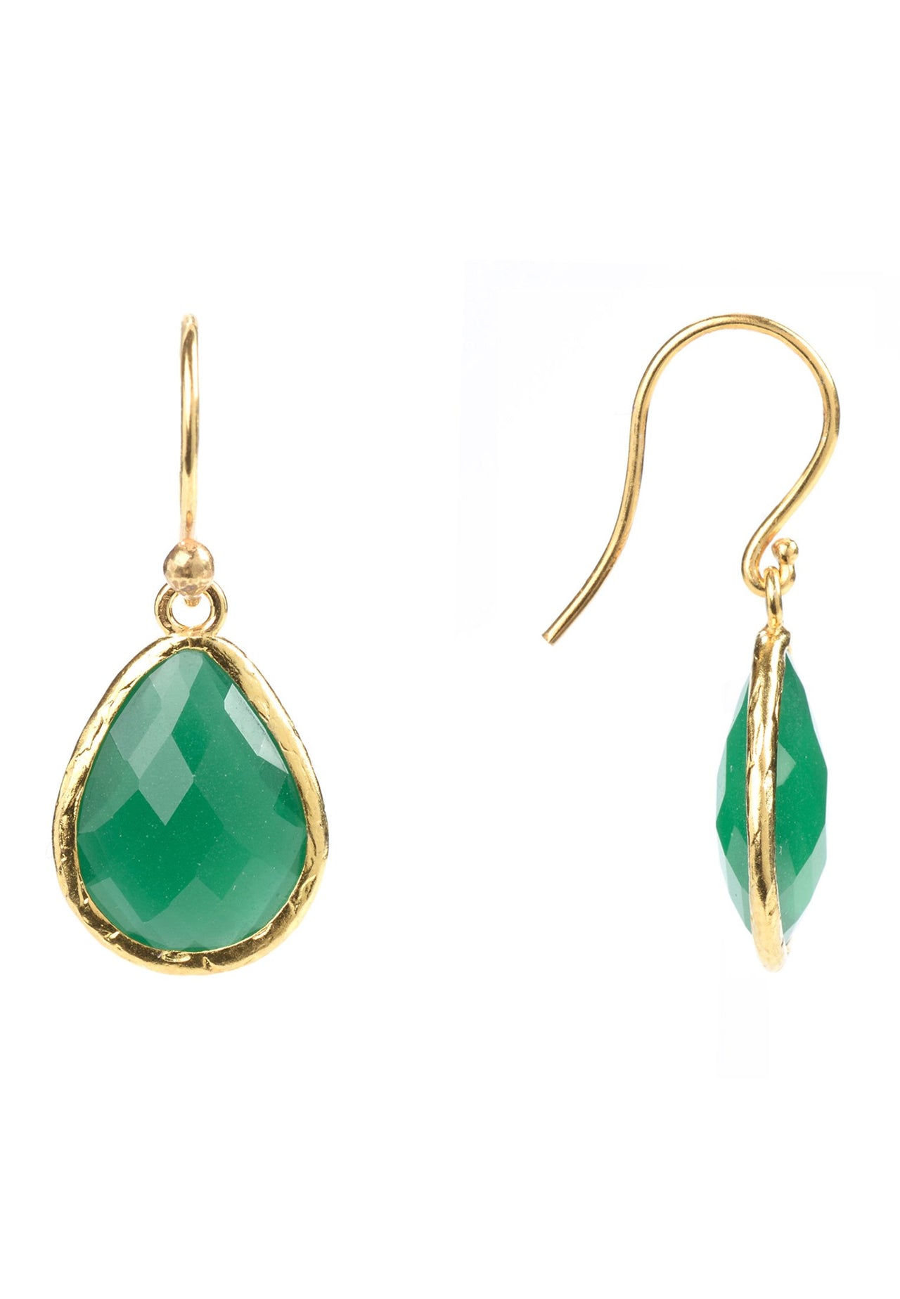 LATELLITA - Petite Drop Earrings Green Onyx Gold -