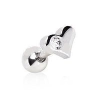 Thumbnail for Surgical Steel Heart Cartilage Earring With Clear Gem -