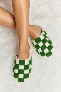 Thumbnail for Melody Checkered Print Plush Slide Slippers - LIMITED SIZES LEFT - T - 4 COLORS -