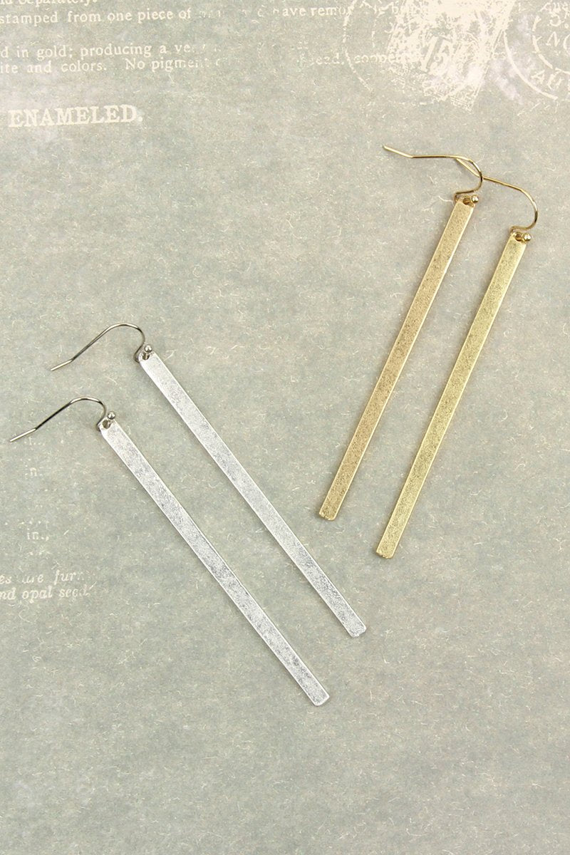 Bar Drop Earrings - 2 FINISHES -