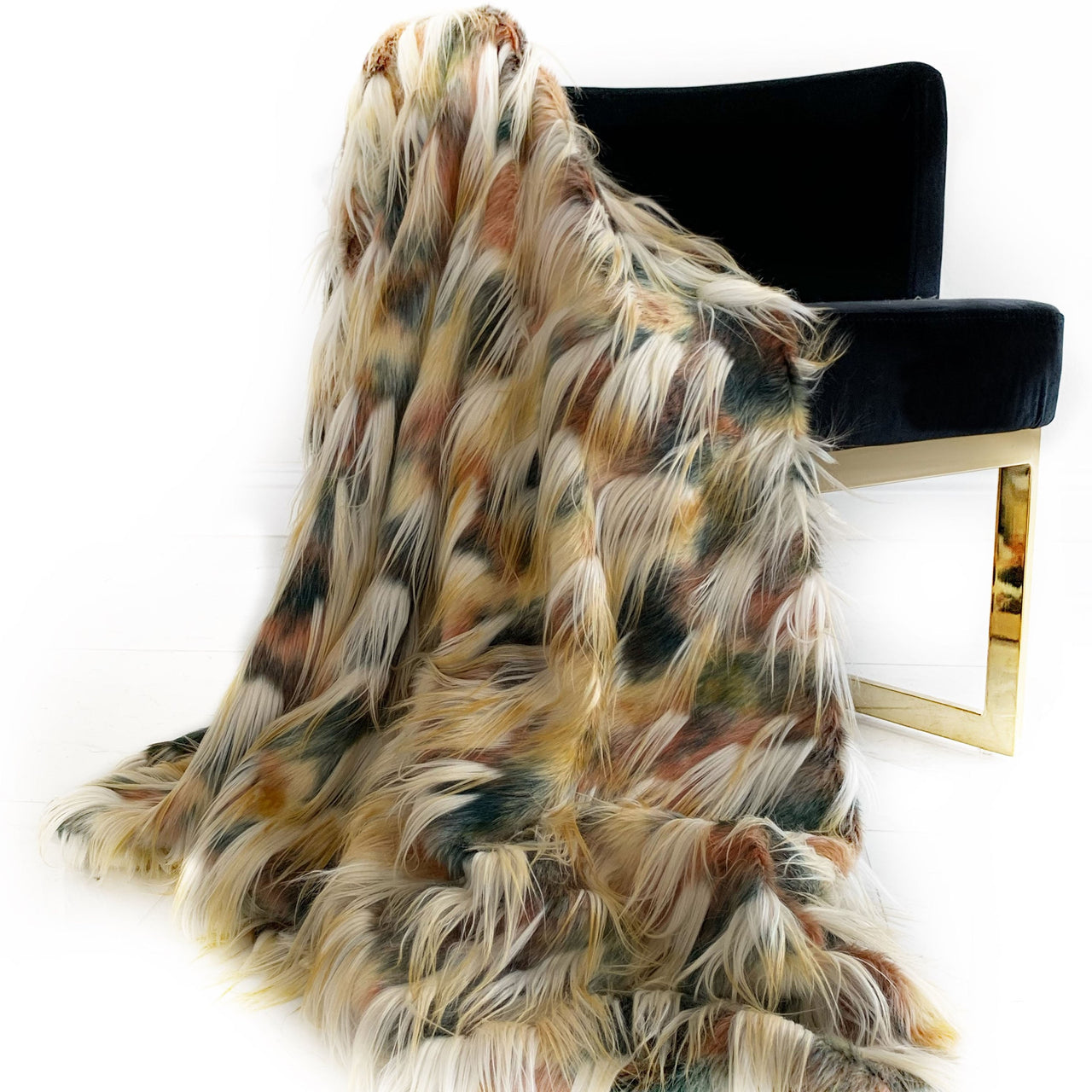 Plutus Multi-Color  Fancy Feather Faux Fur Luxury Throw Blanket - 14 SIZES -