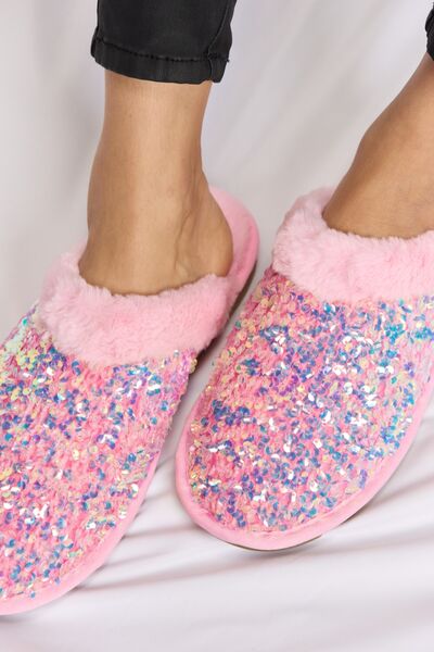 Forever Link Sequin Plush Round Toe Slippers - LIMITED SIZES LEFT - T - 1 COLOR -